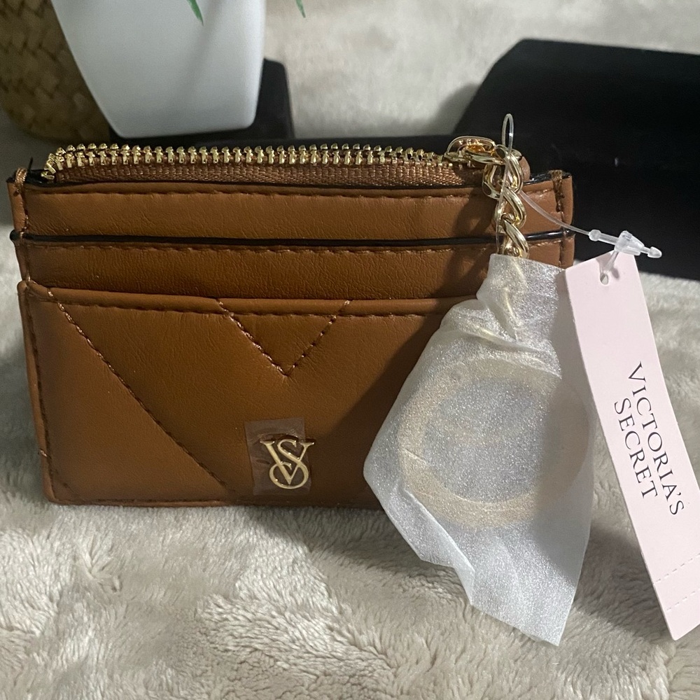 Victoria's Secret Tan Card Holder with Gold Accents